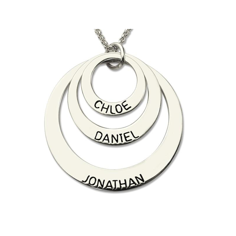 Mother Child Three Names Necklace