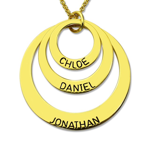 Mother Child Three Names Necklace