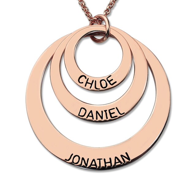 Mother Child Three Names Necklace